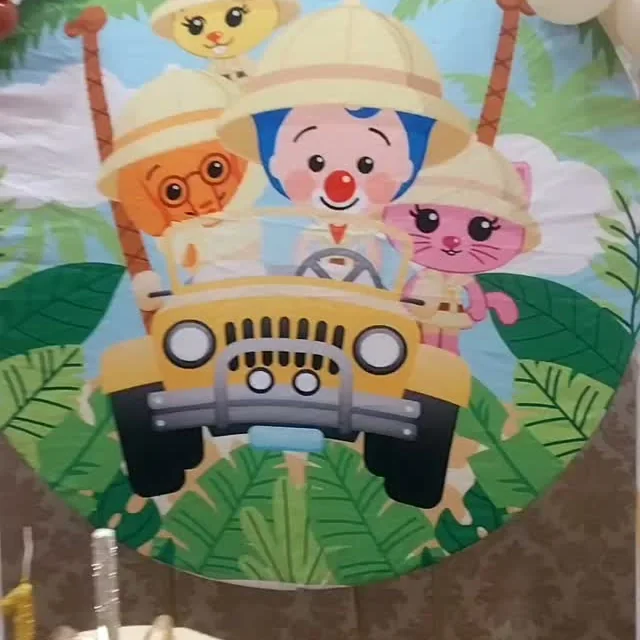 Torta y cartel del cumple temático safari